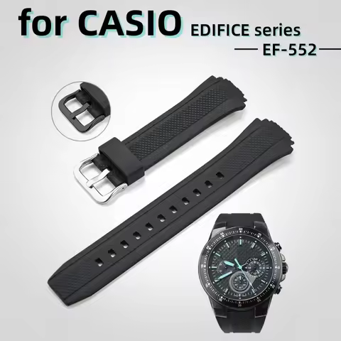 For CASIO EDIFICE EF-552 TPU Resin Watch Strap Pin buckle Sport diving Rubber Watchband Waterproof B
