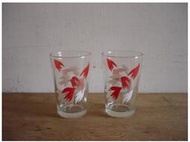 WH1561【四十八號老倉庫】全新 早期 台灣 紅白 飛燕 玻璃杯 200cc 2杯價