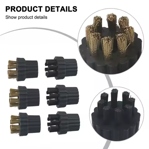 6pcs Steam Cleaner Brass Nylon Brush Head Replacement Parts Fit For Steam Mop 5 Steam Cleaner Brass 
