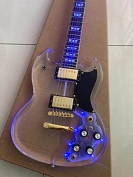 Hand Made White Gibson SG กีตาร์ไฟฟ้า Chrome Tremolo Bridge Humbucker Pickups นำเข้าฮาร์ดแวร์ Limited Edition
