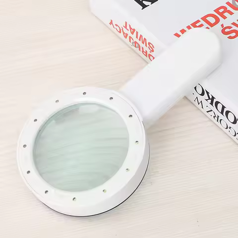 30X Double Glass Lens Magnifier Handheld Magnifying Glass Lens Portable Light-Up Magnifying Lens for