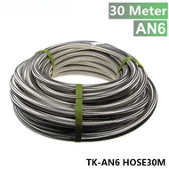 6 AN Stainless Steel Braided Fuel / Oil Line Hose AN6 Silver Sold Per 30Metre