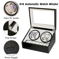 Automatic Watch Winder 4+6 Double Head Electric Motor Watch Storage Boxes Super Sound-off Watch Shaker