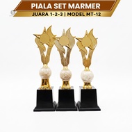 3 PCS MT Marble Onyx Round Trophy Set for 1st-2nd-3rd Place Competition