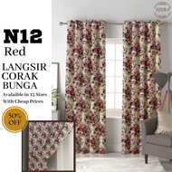 N12 Curtain Corak Bunga Ring &amp; Hook Sesuai untuk Langsir Tingkap, Langsir Pintu Langsir Sliding Door langsir murah Bilik