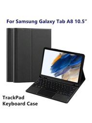 三星galaxy Tab A8 10.5 Inch X200 X205 X205c平板電腦trackpad鍵盤保護套,具備磁性分離、真人智能觸控板、薄型鍵盤
