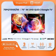 [FOC UPGRGADE SWIVEL BRACKET] PHILIPS QLED 75" TV | 75PQT8169/98 | Dolby Vision & Audio | Google | N