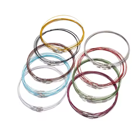 10pcs 46cm Stainless Steel Necklace Wire Cord Choker Chain with Brass Screw Clasp For DIY Jewelry Ma