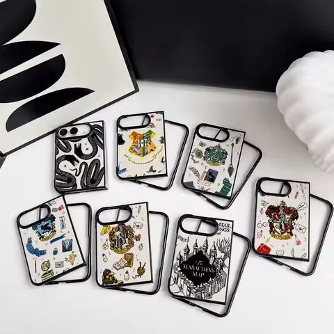 H-Harry P-Potter New Folding Phone Case for iPhone Duo Fold Shockproof duo Back fold Hard Skin textu