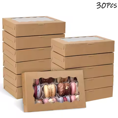 30Pcs Cake Bakery Boxes With Window For Chocolates Candy Dessert Cupcake Packing Birthday Party Wedd