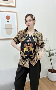 Đồ Bộ Pijama Bigsize 50-100kg Họa Tiết Sang Trọng  đồ mặc nhà dài lụa mango in 5D sang chảnh