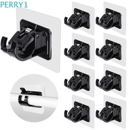 PERRY1 2pcs Curtain Rod Holder, Self-Adhesive Nail-Free Curtain Rod Bracket, Fixed Clips Black Adjustable Wall Hanging Curtain Rod Hook Home Accessor