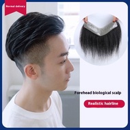 วิกผมผมปลอมผู้ชายส่วนหน้าสำหรับผู้ชาย6ชิ้นเทปฟรีหน้าผากหัวผมปลอมมนุษย์สำหรับศีรษะล้านผมสำหรับต่อ Rem