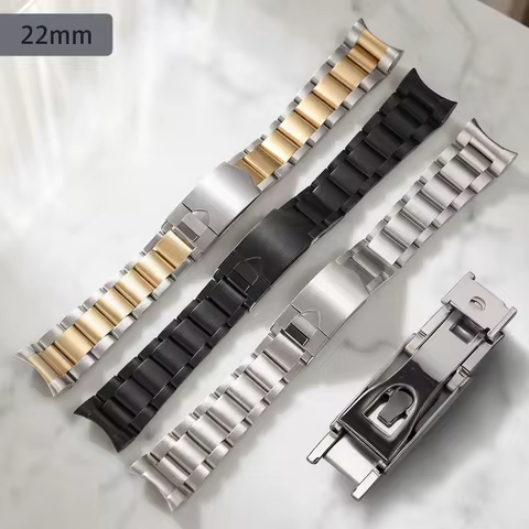 Silver Black 22mm Brushed Silver Gold Solid Stainless Steel Watchband For Tudor Black Bay 79230 7973