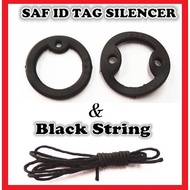 SAF ID TAG SILENCER ARMY TAG SINGAPORE ARMED FORCE TAG RUBBER. and Black String