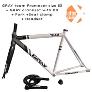 READY STOCKS!! GRAY TEAM Fixie frameset White Gray includes GRAY Crankset worth $50 with BB Fork Sea