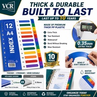 VCR A4 PP Index Divider 11 Holes File Separator Binder Divider Document Organizer School Office Fili