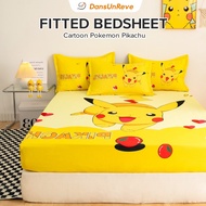 Dansunreve Cartoon Bedsheet Cute Pokemon Fitted Sheet Soft Bedsheet Yellow Pikachu Mattress Protecto