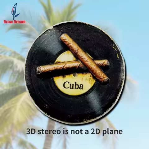 1 PC Cuban cigar record 3D stereoscopic refrigerator sticker travel souvenir home decoration item