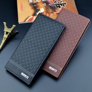 European American Men's Wallet Long Wallet Men's Youth Soft Wallet Plaid Multi-card Slot Thin Suit B