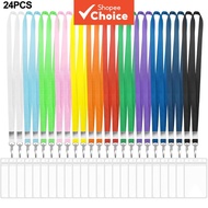 Colorful 24Pack Lanyard Strap with ID Card Holder Set Nylon Lanyard with Metal Swivel Lobster Clasp 