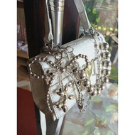 GANTUNGAN Y2k bag charm aesthetic / satin ribbon bag hanger silver ribbon pearl ribbon / coquette y2
