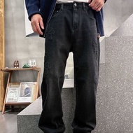 ARPZ Chrome Hearts Men's high-end autumn and winter stretch jeans, new trendy black embroidered casu