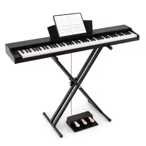 Piano Keyboard 88 Keys for home practice, black ABS plastic with semi-weighted keys, advanced chips 