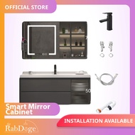 Rabdoge Bathroom Luxury Basin Cabinet With Smart LED Mirror Cabinet Iron Gray