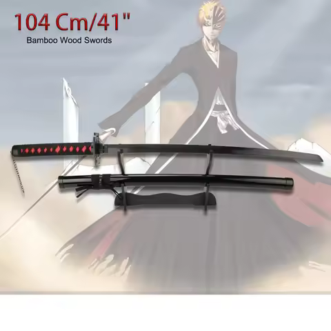 Anime Cosplay Sword Kurosaki Ichigo Japanese Katana Wood Swords Weapon
