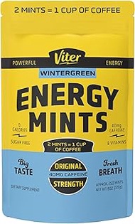 Viter Energy Caffeinated Mints - 40mg Caffeine, B Vitamins, Sugar Free Vegan Breath Mint. Powerful E