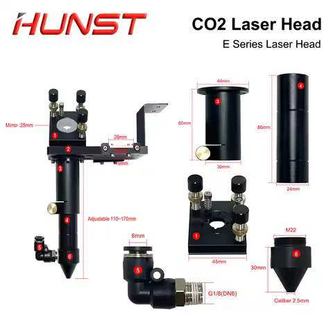 HUNST CO2 Laser Head E Series D20mm FL50.8&63.5&101.6mm For Laser Engraving Machine
