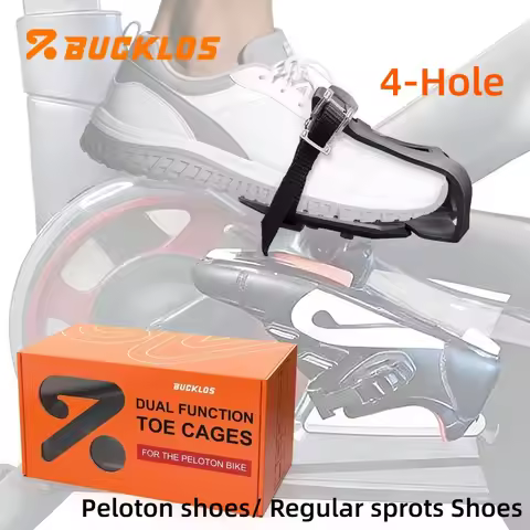 BUCKLOS Bike 4-Hole Toe Clip Pedals for Peloton Dual Platform Pedals Fit Sneakers Regular Shoes Indo