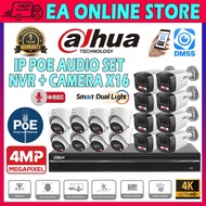 DAHUA 16CH PoE 4.0MP NVR4216-16P-4KS3 NVR+ 16 PoE CAMERA CCTV IP Network Smart Dual Light Mic Voice 