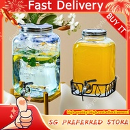 Glass Bottle with Tap Cold Water Bucket Beverage Bucket Coke Barrel Container Cooling Bucket Refrige