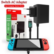 [Enjoy the small store] EU US UK ปลั๊กอะแดปเตอร์ AC Charger สำหรับ Nintendo Switch NS Lite เกมคอนโซล15V 2.6A Fast Charging Dock Station Type C Charger