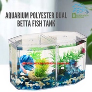 AQUARIUM Polyester Dual Betta Fish Tank Transparent Small Aquarium with Movable Partition Fish Breeding Tank 2 in 1
