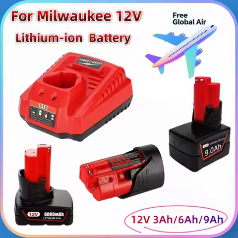 For Milwaukee 12V 3Ah/6Ah/9Ah Battery Compatible with M12 XC 48-11-2410 48-11-2420 48-11-2411 12-Vol