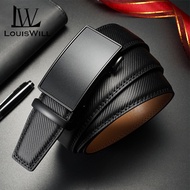 LouisWill Men's Belt Men Fashion Belt Men Genuine Leather Belts Pattern Belt Automatic Buckle Belts
