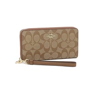 [Coach] Outlet Long Wallet Women fc4452 SIGNATURE LONG ZIP AROUND WALLET Round Zipper (3) IME74 Khaki Saddle 2