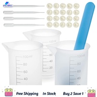 【VVL】-Silicone Measuring Cups Kit with Silicone Popsicle Stir Stick, Pipettes, Finger Cots for Epoxy Resin Mixing, Molds
