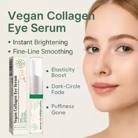 Vegan Collagen Eye Serum with Peptides & Hyaluronic Acid Improve Skin Elasticity, Reduce Fine Lines 