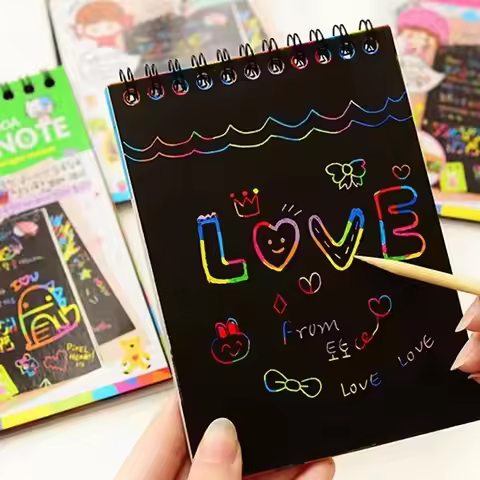 Scratch Graffiti Book DIY Cartoon Sketch Book Colorful Scratch Painting Surprise Coating Magic Book