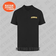 Michigan Polo Shirt Logo Text Premium Gold Print | Polo Shirt Short Sleeve Collar Young Men Cool Latest Unisex Distro.....