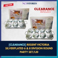 REGENT VICTORIA SILVERPLATED 6 & 8 DIVISION ROUND PARTY SET/LID