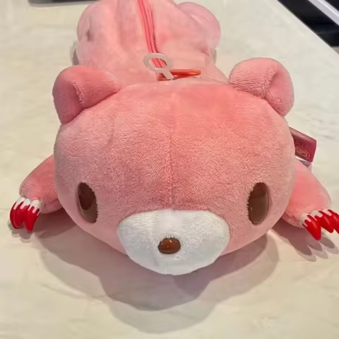 Gloomy Bear Plush Cute Pink Lying Gloomy Bear Pen Pouch Large Capacity Organizer Bag for Students An