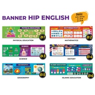 NEW DESIGN|| BANNER HIP ENGLISH CORNER / BANNER KORIDOR SEKOLAH / BANNER KELAS / KECERIAAN