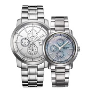 ARIES GOLD INSPIRE CONTENDER G 7301 S-SILVER &amp; B 7302 S-MOP COUPLE'S WATCHES