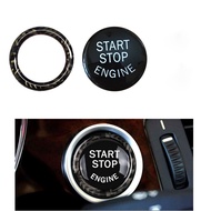 【Xiaofeitian อุปกรณ์ประดับยนต์】 สวิตช์เปิดปิดสตาร์ทเครื่องยนต์รถปกสำหรับ BMW E90 E60 E92 E93วงแหวนสีดำคาร์บอนไฟเบอร์ของแชสซี