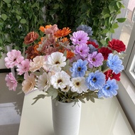 [Ready Stock] 6 Heads Artificial Zinnia Flowers, Real Touch Fake Bouquet for Wedding Arch, Centerpie